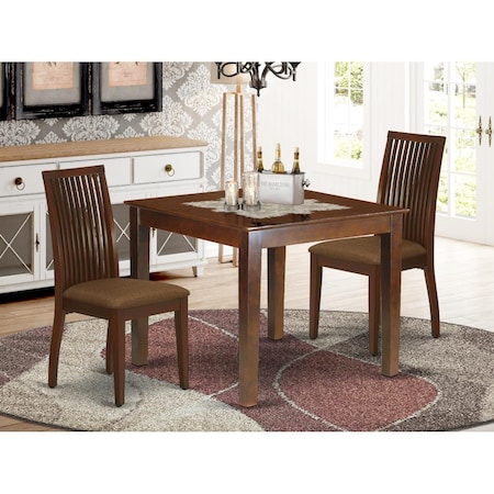 East West Furniture 3 Piece Oxford Dinette Set - Mahogany OXIP3-MAH-C